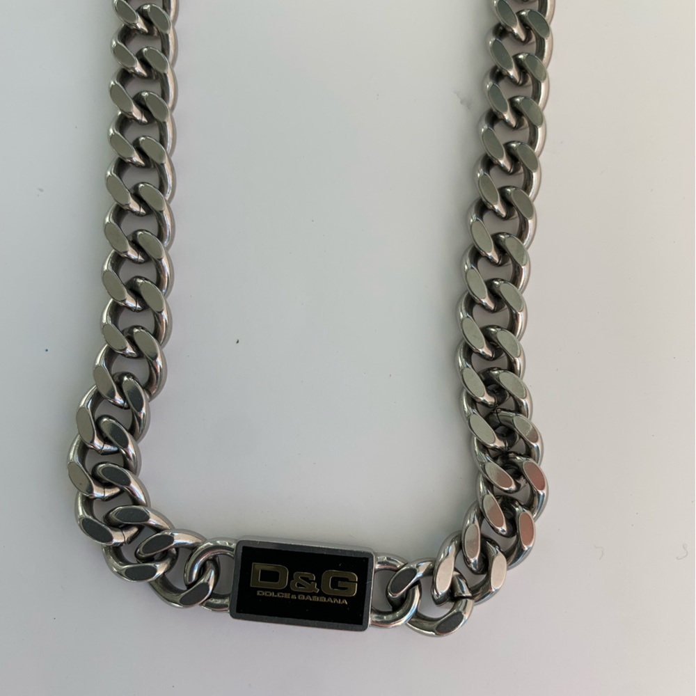 D&G/Dolce&Gabbana Silver Logo Plaque Necklace, Never worn - Picture 6 of 12